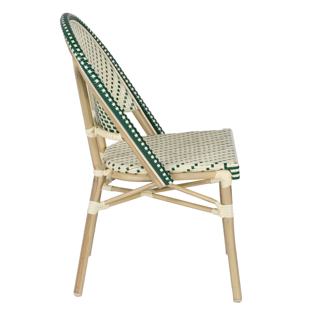 Oviala - Sedia da giardino in rattan verde e alluminio