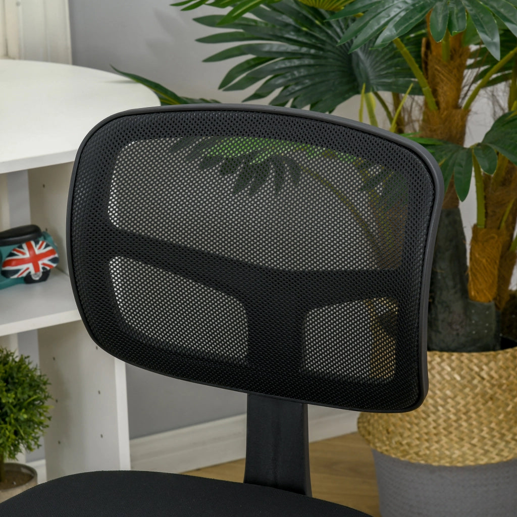 Sedia da Ufficio Ergonomica in Rete Senza Braccioli e Regolabile in Altezza, Nero