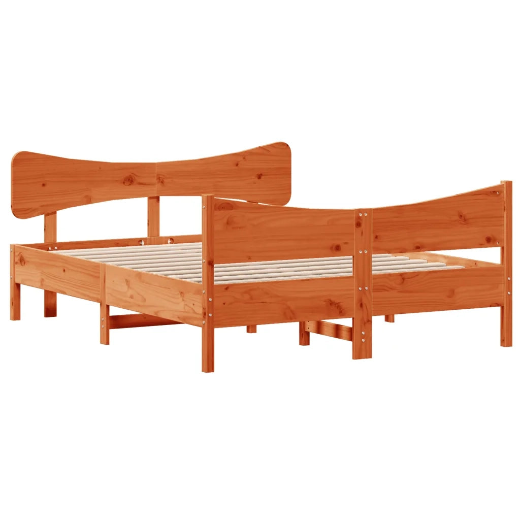 Letto senza Materasso-Struttura Letto Marrone Cera 135x190 cm in Legno di Pino 808156