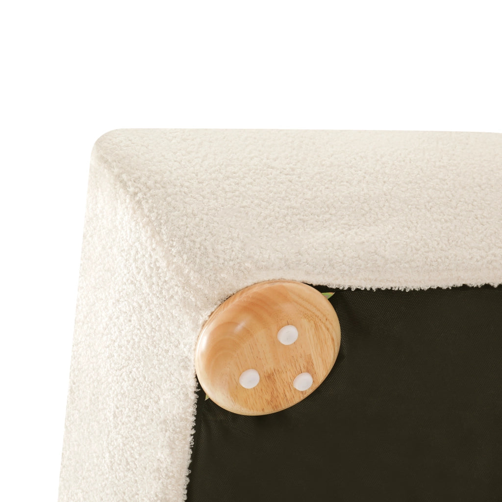 Letto con contenitore idraulico in bouclé beige