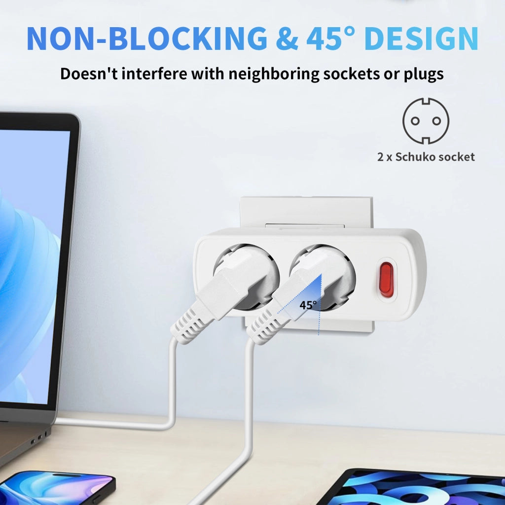 Adattatore Presa Elettrica 2 Prese ¨C Minimal ¨C Bianco