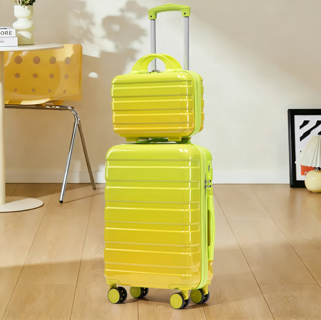 Set valigie rigide 20" e 14" con lucchetto a combinazione e beauty case verde