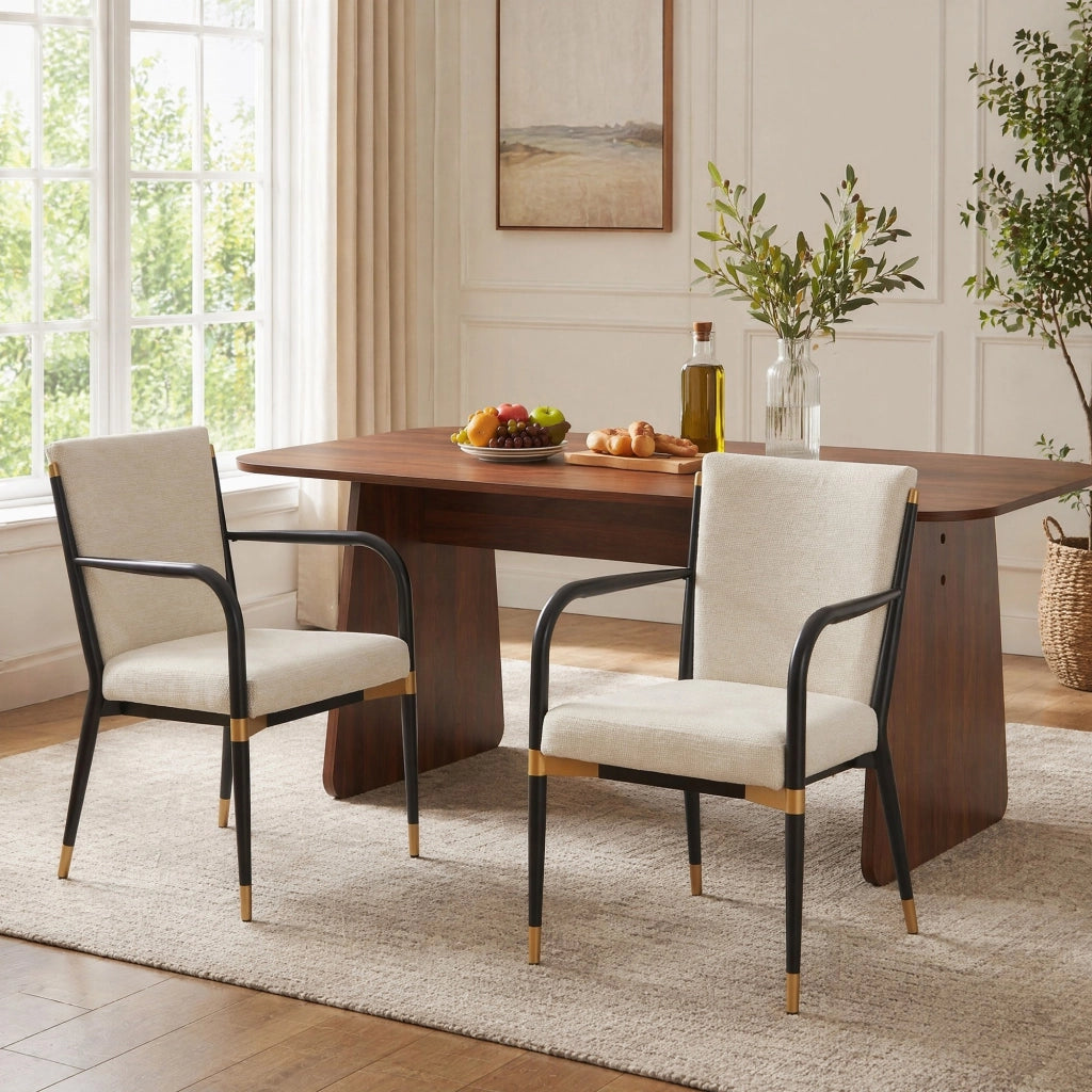 SEDIA da pranzo imbottita Set da 2 pezzi con braccioli 94x57x28 cm beige
