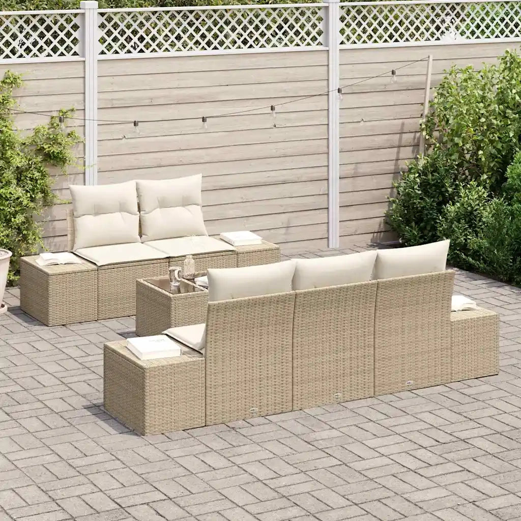 Set Divano da Giardino con cuscino Beige polyrattan 3346941