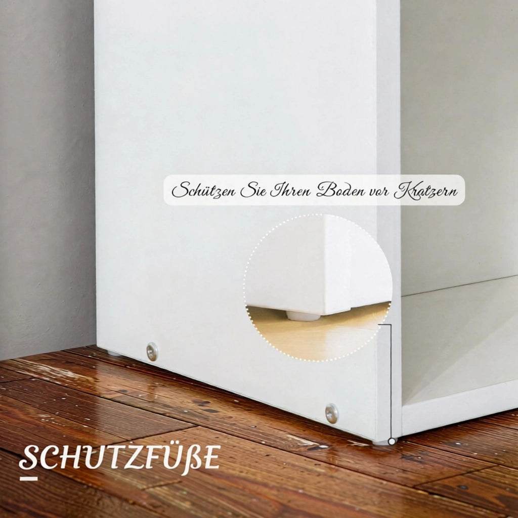 Scrivania con 3 vani e 2 ripiani, per studio, in truciolare, 120x55x120 cm, bianco