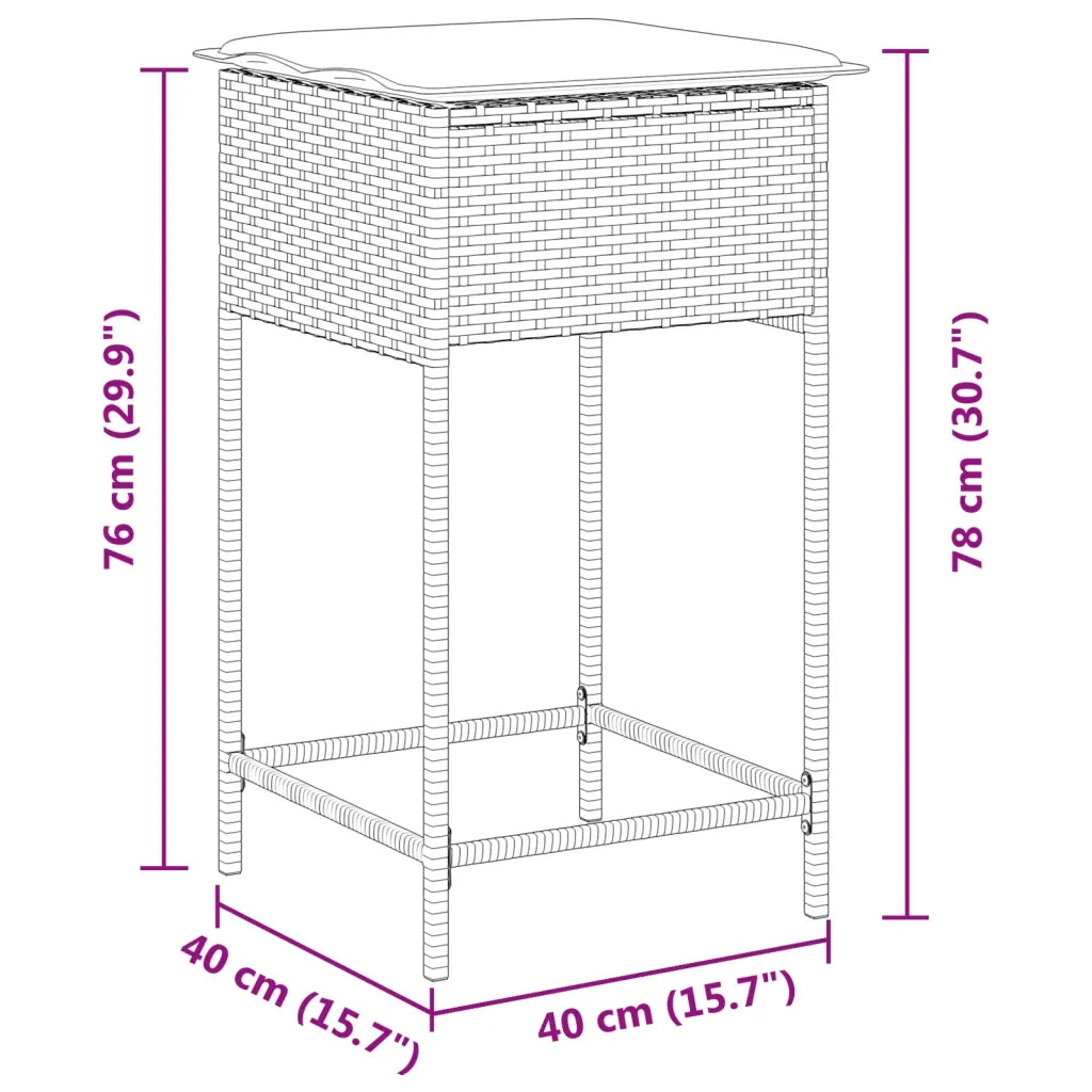 Sgabelli da Bar con Cuscini 2 pz Grigio Chiaro in Polyrattan CFW6495864