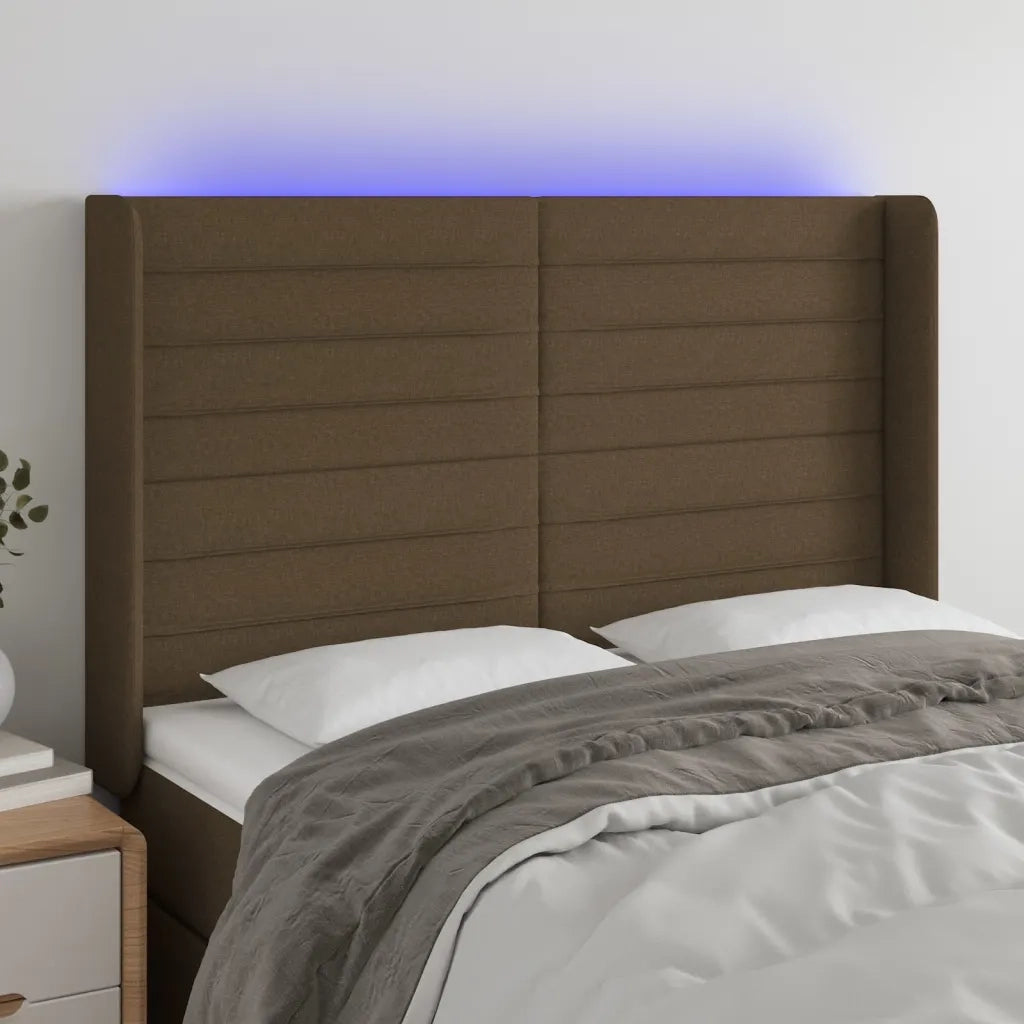 Testiera | Testata a LED MarroneScuro147x16x118/128cm inTessuto