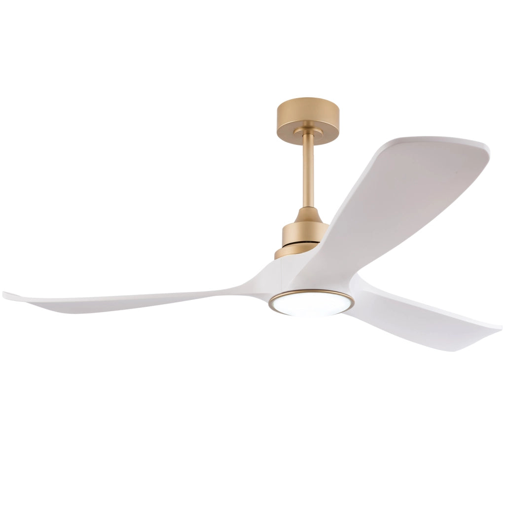 Ventilatore da soffitto 52 pollici con luce; telecomando e 3 pale in ABS oro e bianco