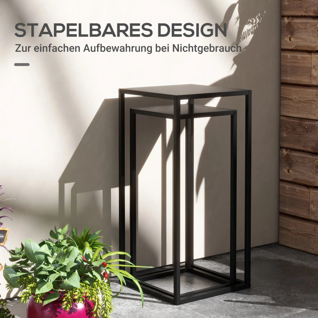 Portafiori Set 2 Pezzi ¨C Xylo ¨C Design Scandinavo Metallo Nero 58,5/65cm