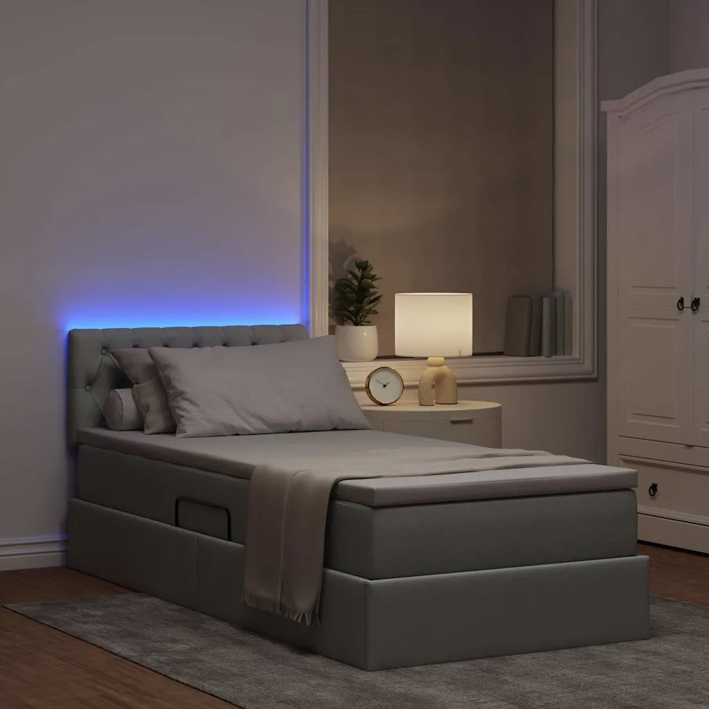 Letto con contenitore LED e materasso Grigio Chiaro 90 x 190 cm 3371175