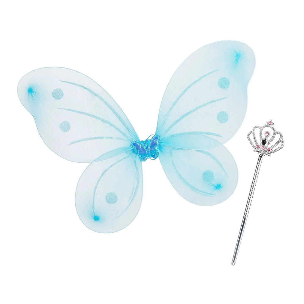 Set di ali da fata glitterate costume per bambini 37 x 49 cm in poliestere rosa 13_0006723
