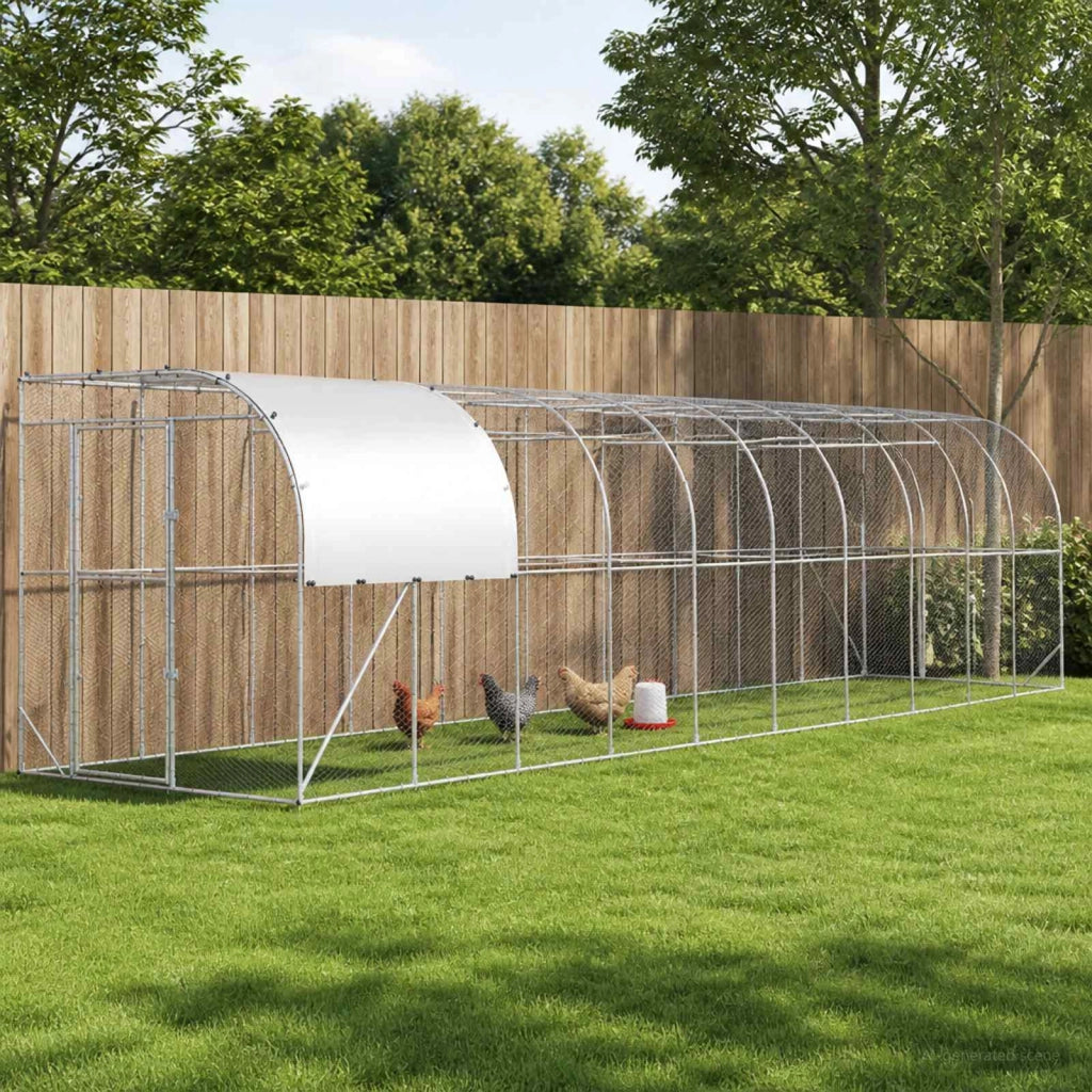 Gabbia per Polli Contro il Muro Argento 1000 x 200 x 215 cm 3434744