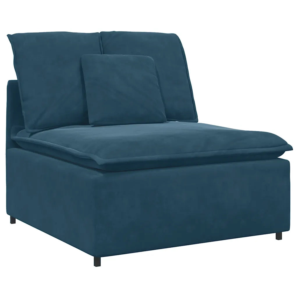 Divano Modulare con Poggiapiedi e Cuscini in Velluto Blu 3321188