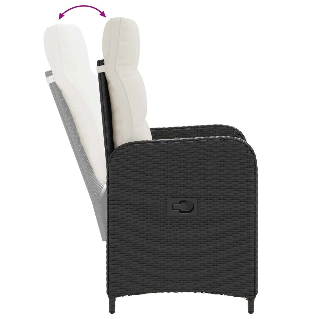 Set da pranzo per esterni 3 pz Nero e Bianco Crema 3422264