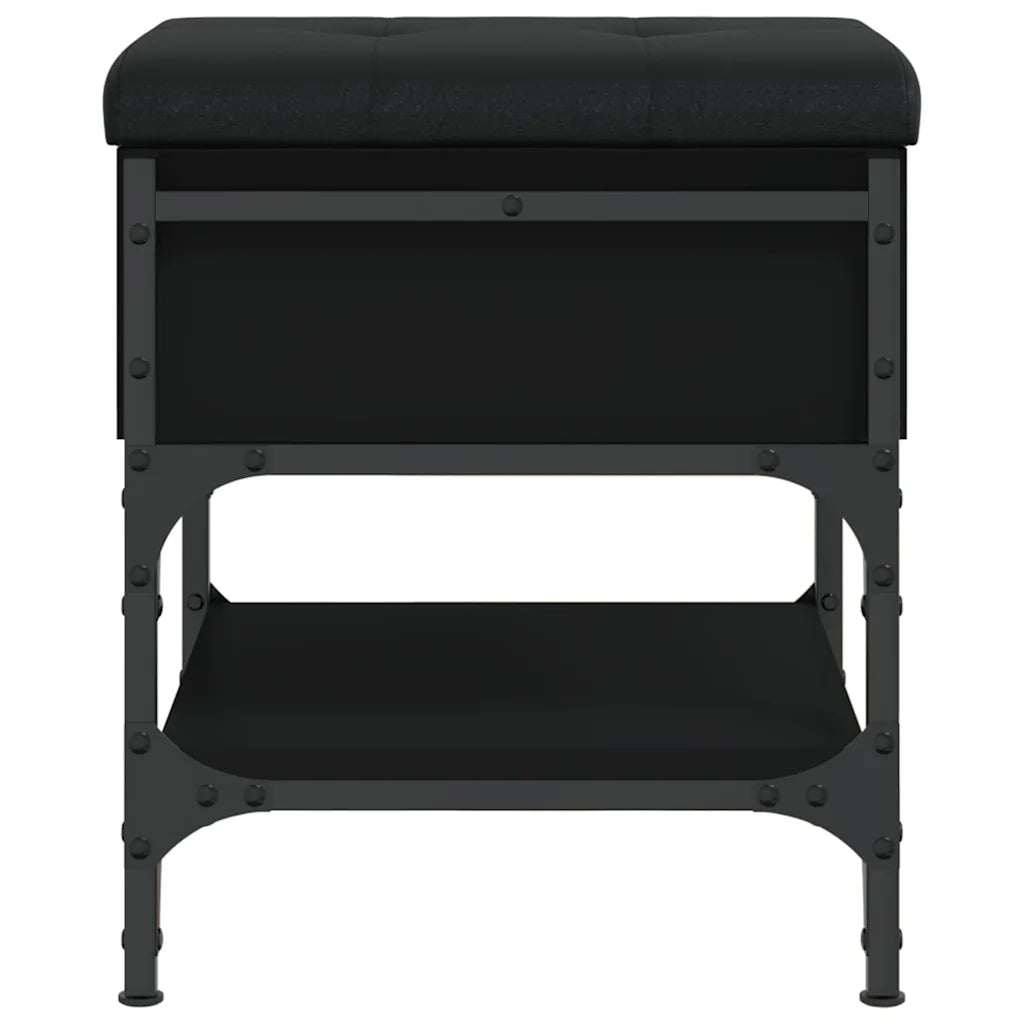 Panca Porta Scarpe-Sgabello-Panca Scarpiera Nera 42x42x45 cm in Legno Multistrato