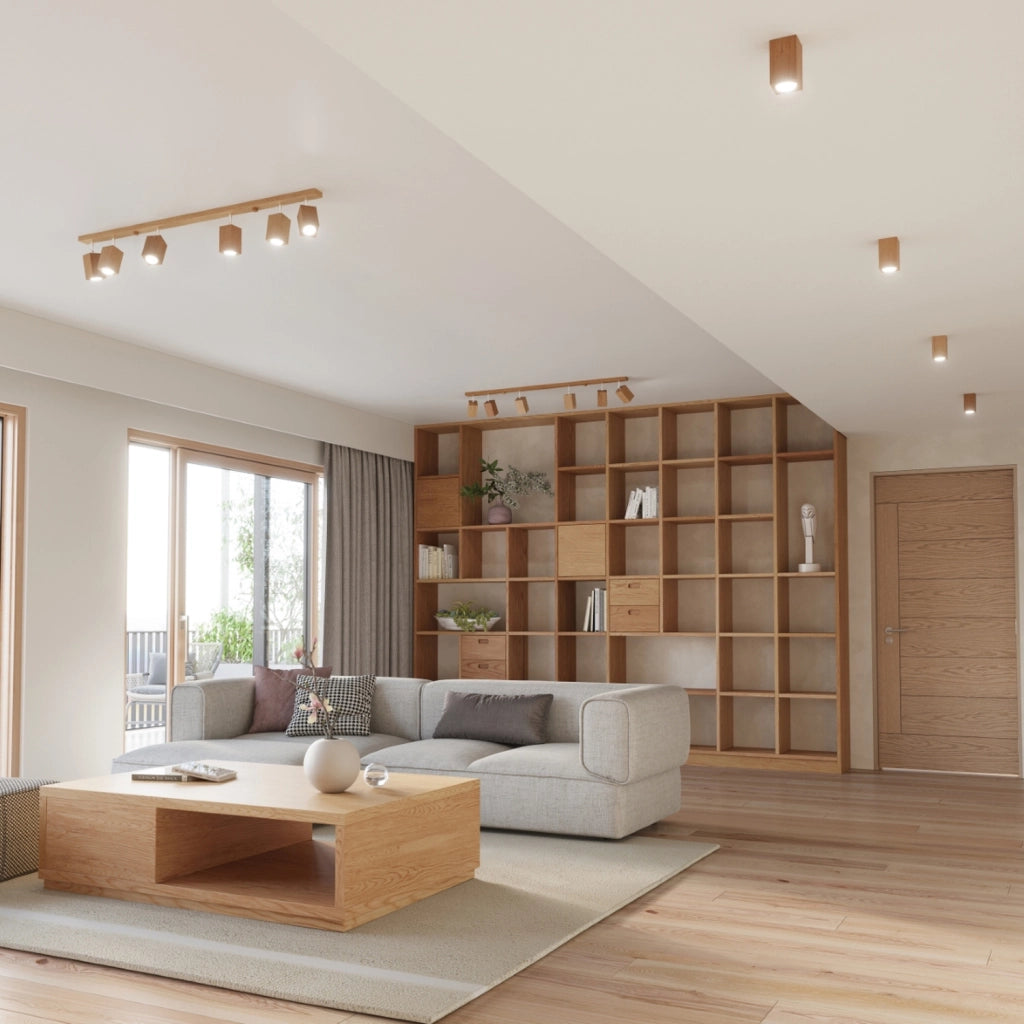 Plafoniera BAMBU 3 faretti rovere scuro cromato GU10