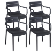 Oviala - Set di 4 poltrone da giardino in plastica nera