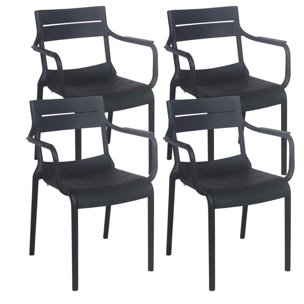 Oviala - Set di 4 poltrone da giardino in plastica nera