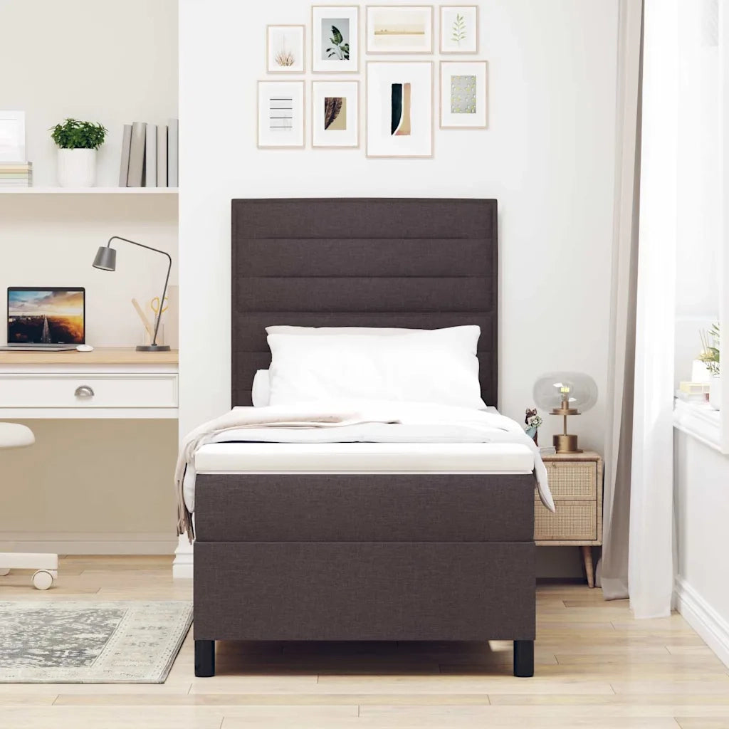 Letto a molle con materasso Marrone scuro 80 x 200 cm Tessuto