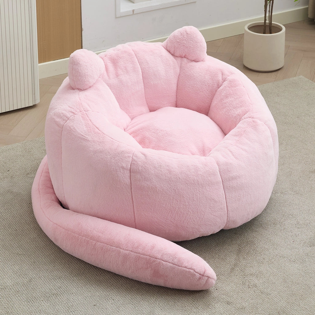 Seduta imbottita a forma di loto in peluche rosa con schiuma e fibre per soggiorno; camera e spazi interni