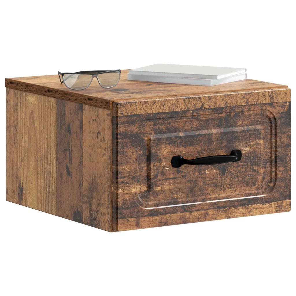 Mobiletto da notte a muro Legno antico 34,5 x 33 x 20 cm 899291
