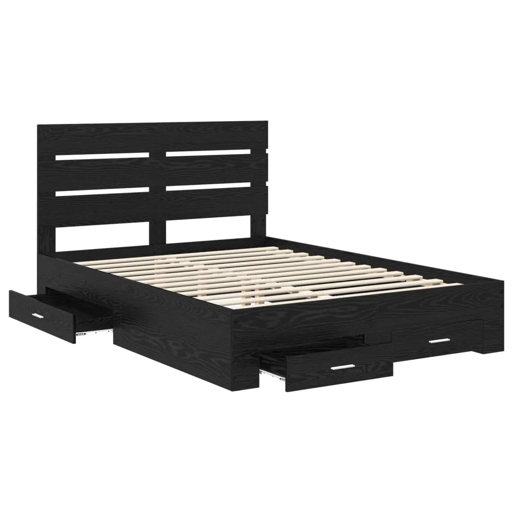 Letto matrimoniale | Letto per adulti | Struttura del letto Rovere Nero Legno multistrato