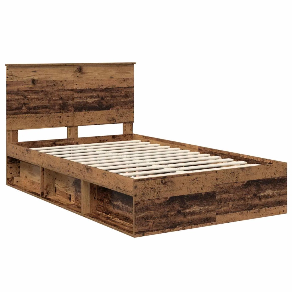 Letto matrimoniale | Letto per adulti | Struttura del letto Legno vecchio 135 x 190 cm Pino massello