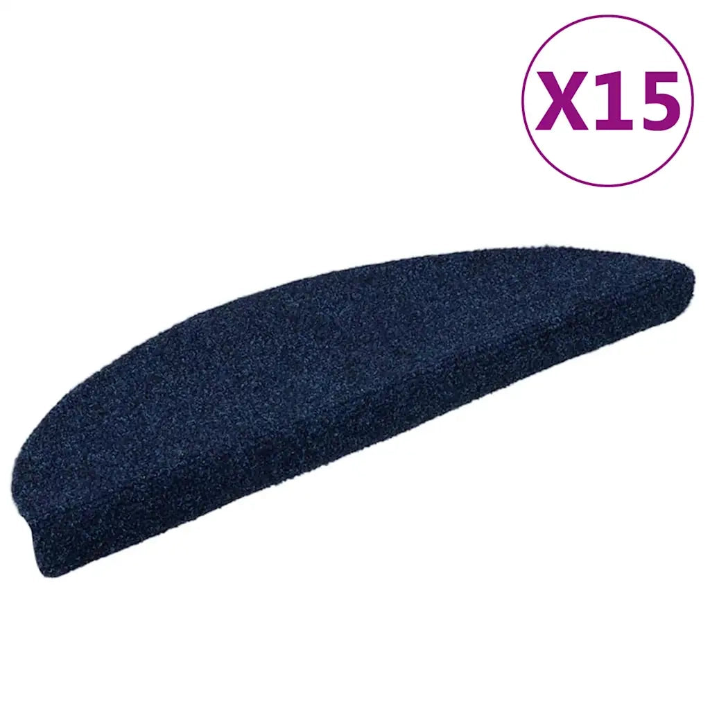 Tappetini per scale autoadesivi 15 pz 56x17x3 cm blu navy 322356