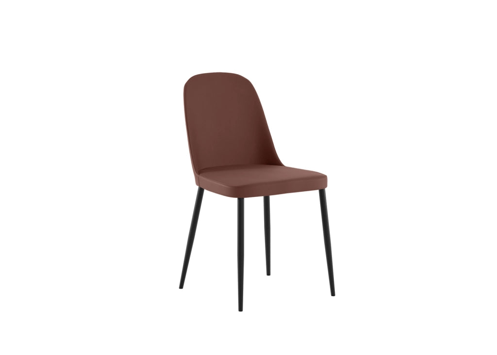 Sedia Tamara da pranzo moderna rivestimento soft-touch bordeaux gambe in metallo nero, design elegante 45x52x85 cm - Seduta Design