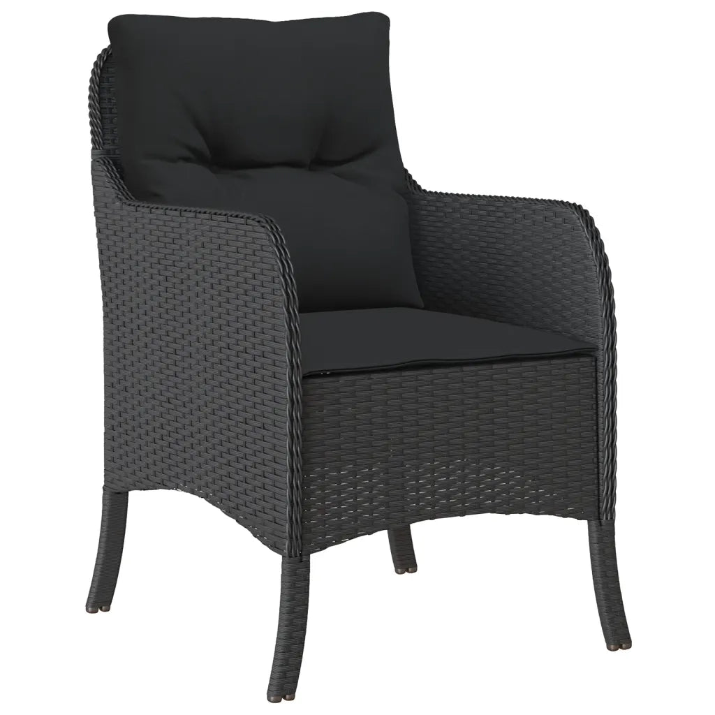 Set da Pranzo da Giardino 5 pz Nero con Cuscini in Polyrattan 3211930