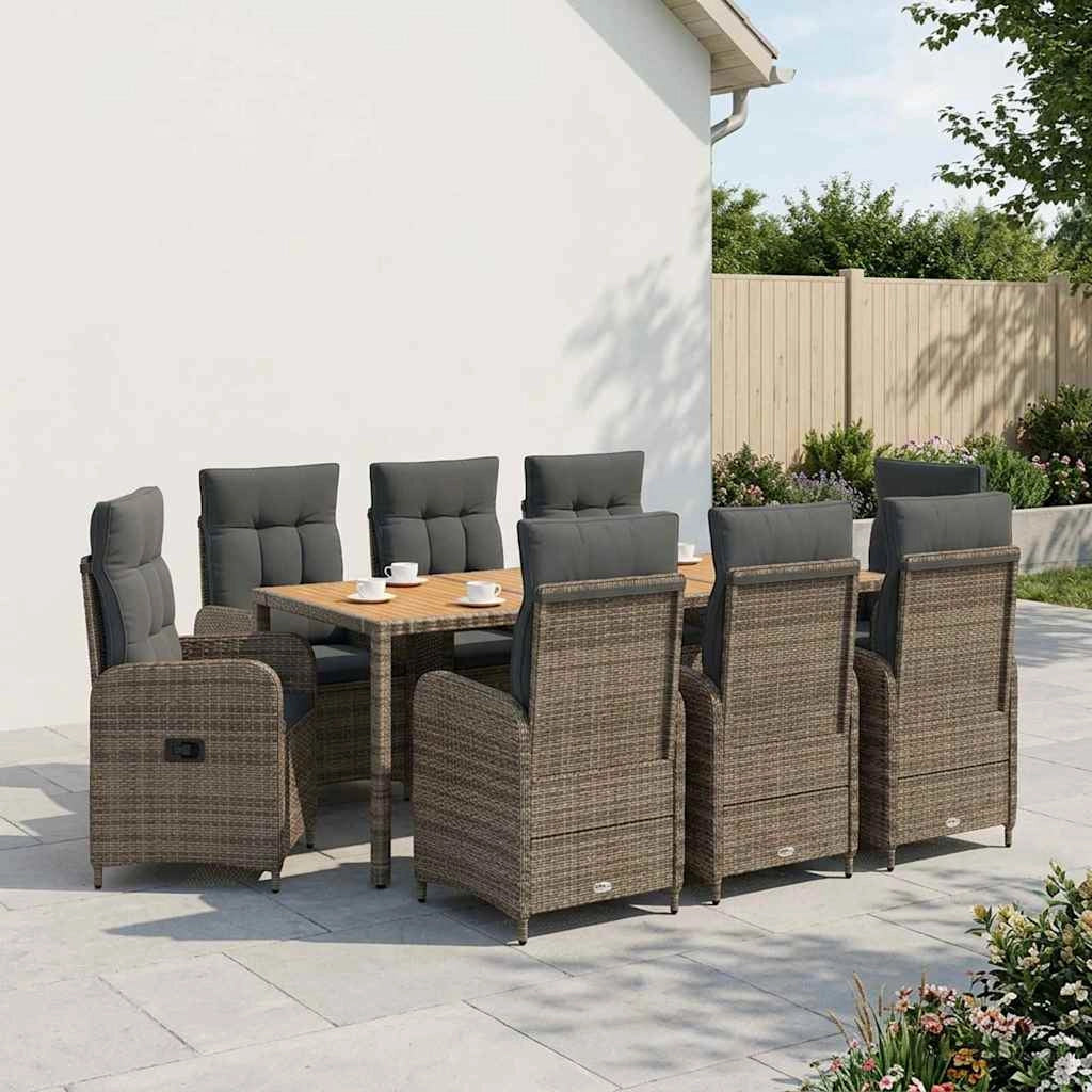 Set da pranzo per esterni 9 pz Grigio chiaro e grigio scuro 3422289