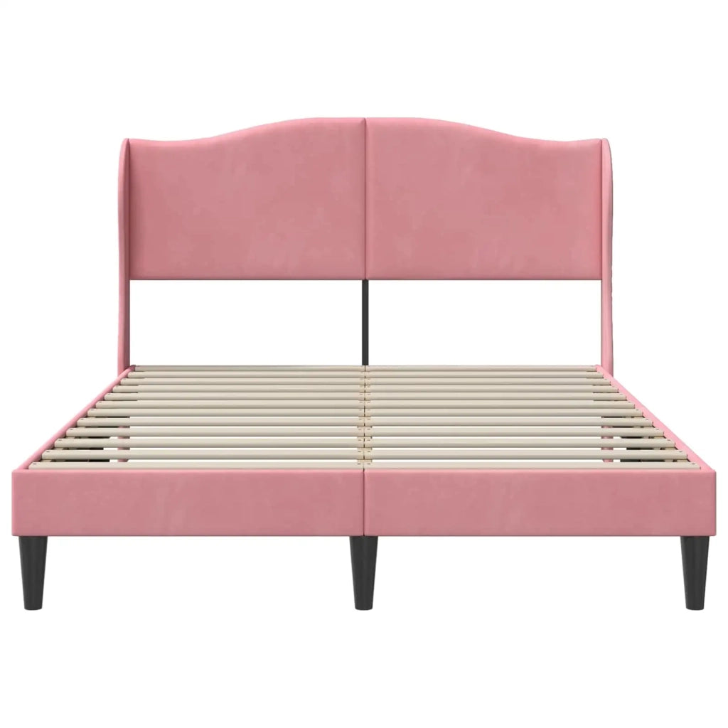 Letto matrimoniale | Letto per adulti | Struttura del letto con testiera Rosa 140 x 200 cm Velluto