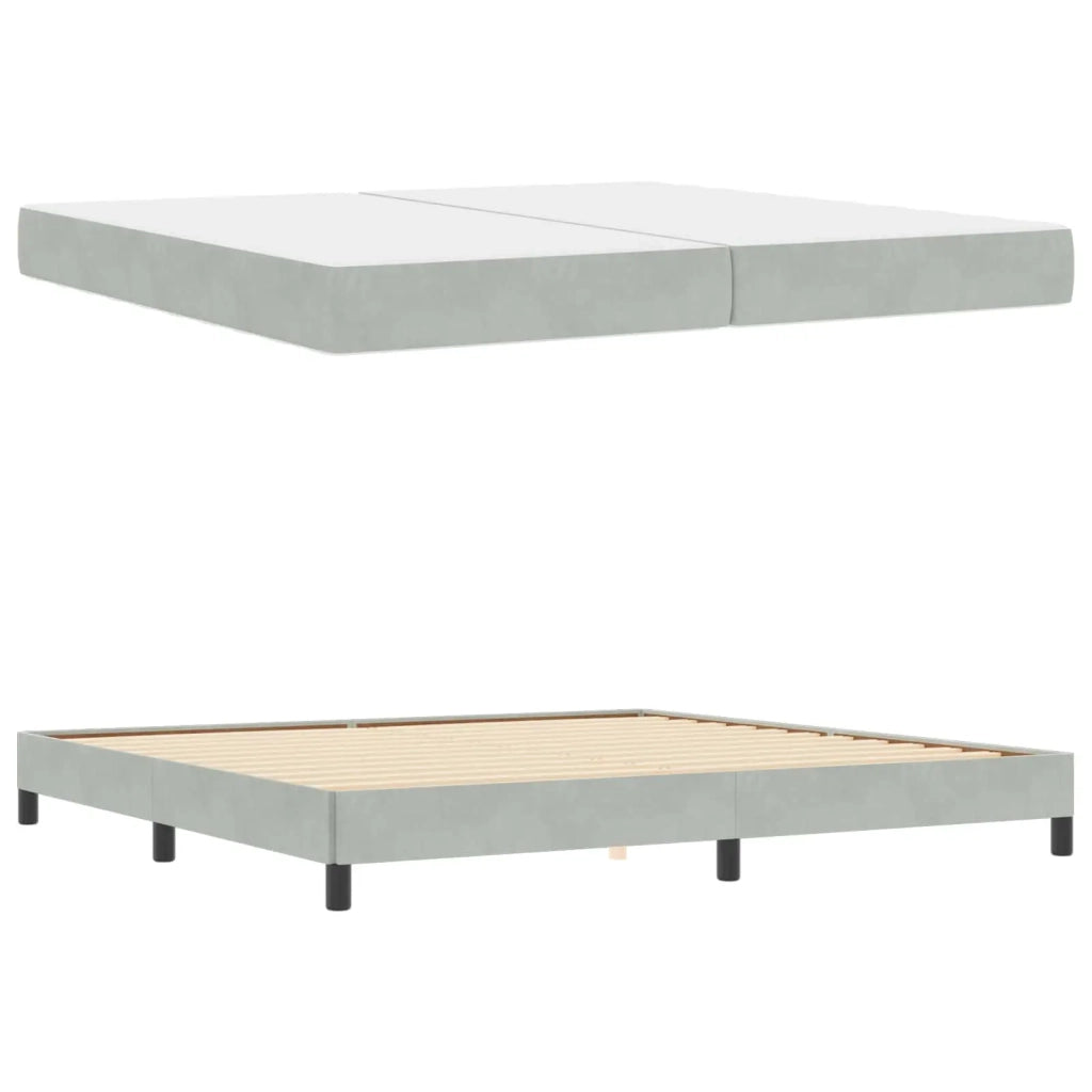 Letto a molle con materasso Grigio chiaro 200 x 200 cm Tessuto