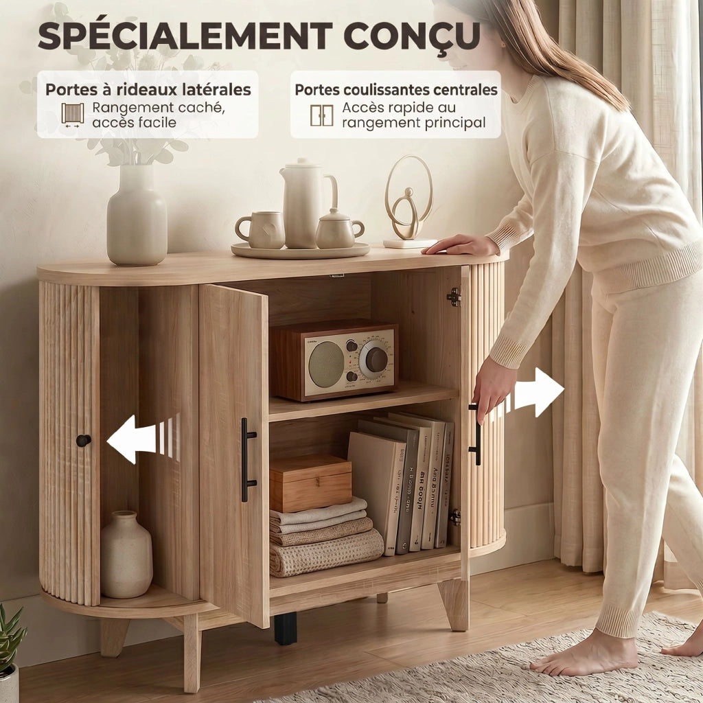 Buffet con 4 ante e ripiani regolabili ¨C Minimal ¨C Rovere 90x40x76