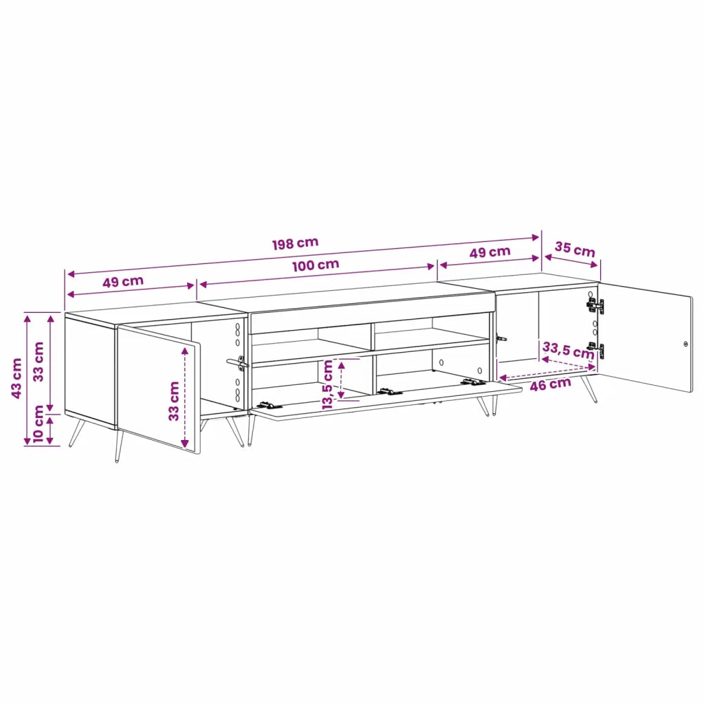 Mobile TV LED BREDA 3 pz Nero Legno ingegnerizzato 3416918