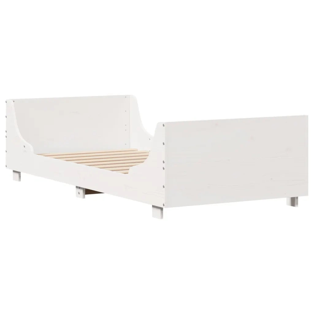 Letto senza Materasso-Struttura Letto Bianco 90x200 cm Legno Massello di Pino 738863