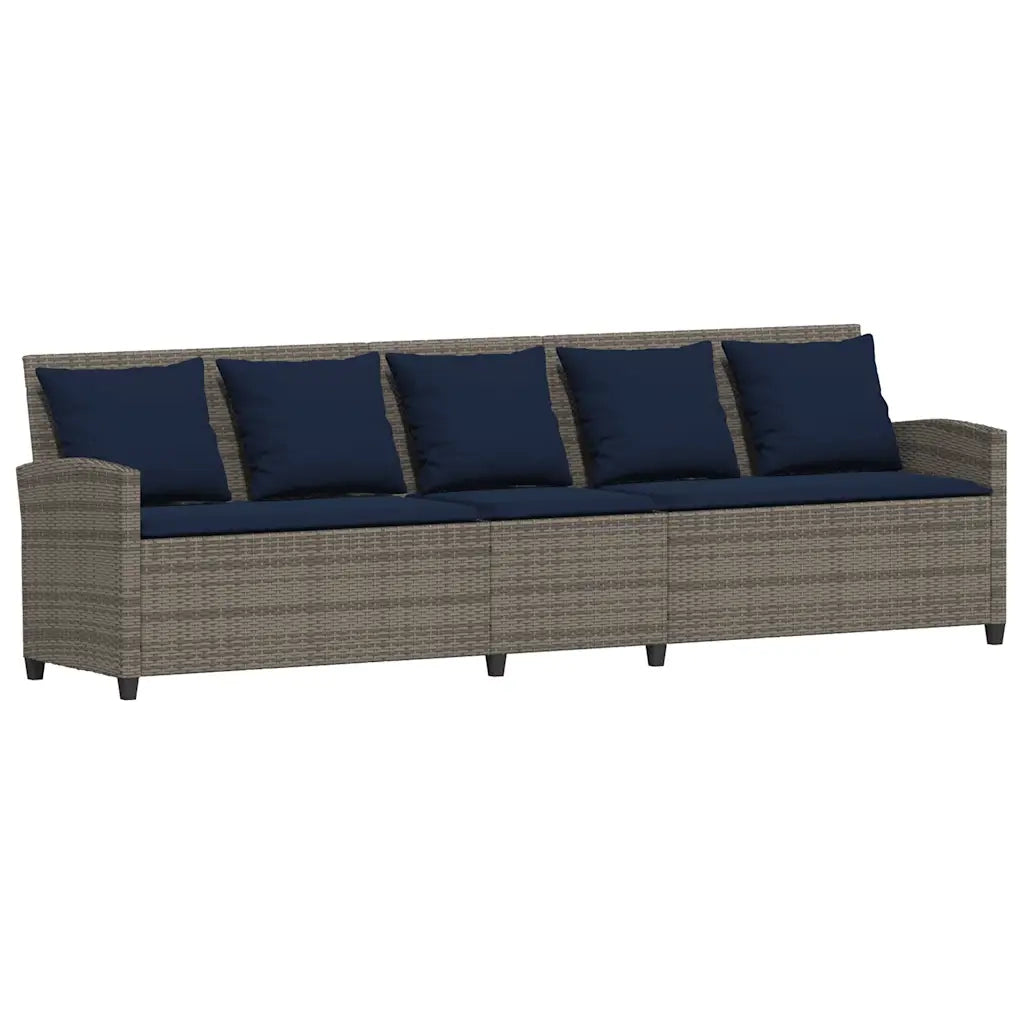 Divano da Giardino con Cuscini in Polyrattan Grigio 3365335