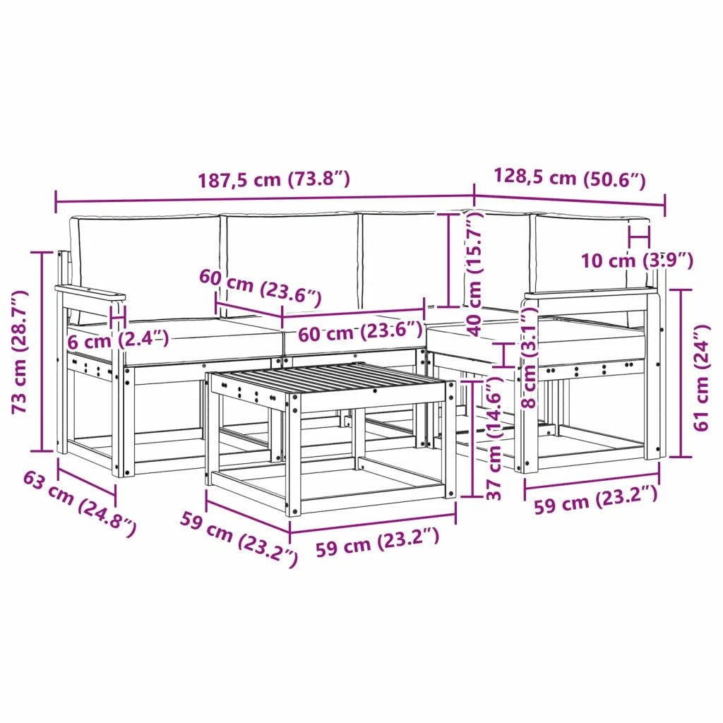 Set di divani da esterno 5 pz Bianco e Beige 3387587