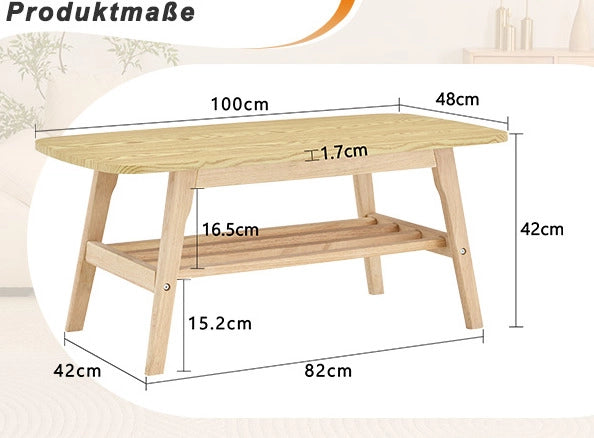 TAVOLINO DA CAFFÈ a due ripiani 110 x 58 x 19 cm in legno