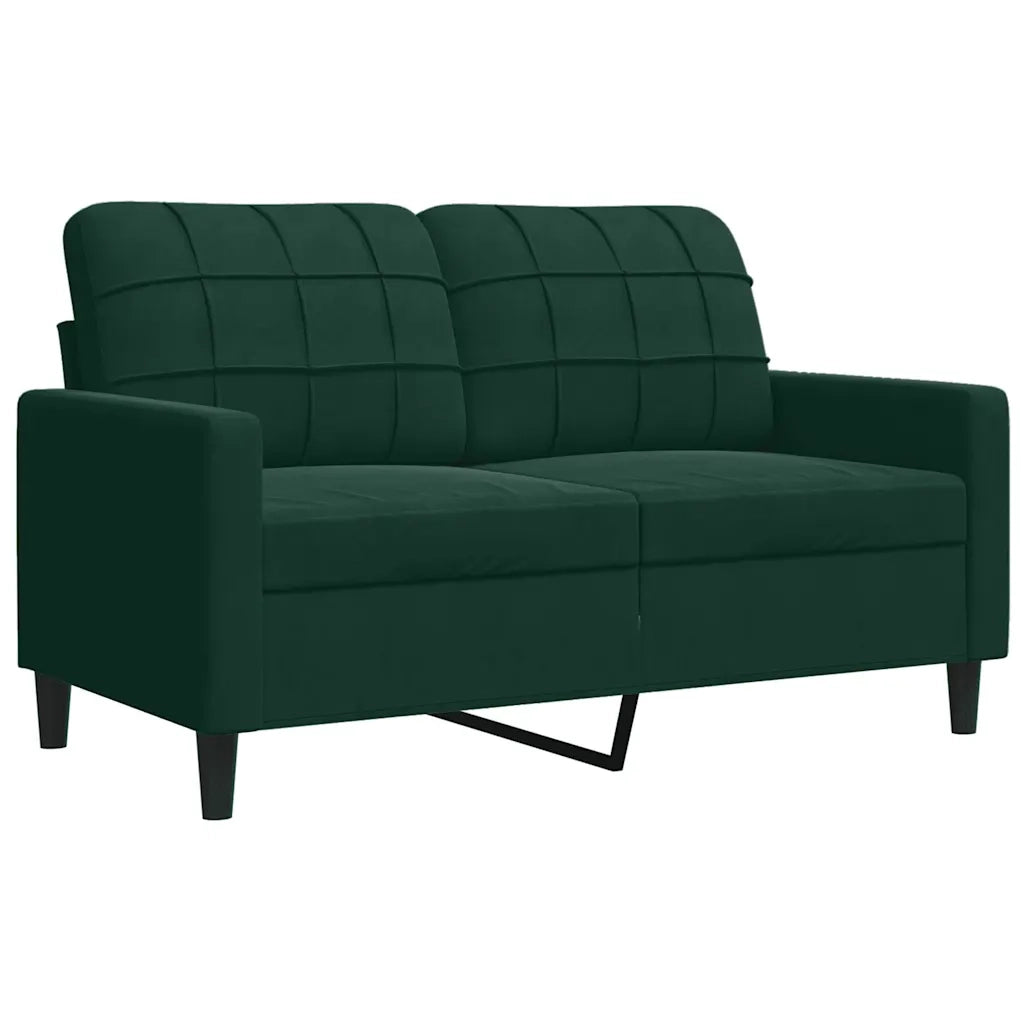 Set di Divani 2 pz con Cuscini e Rinforzi Verde scuro Velluto