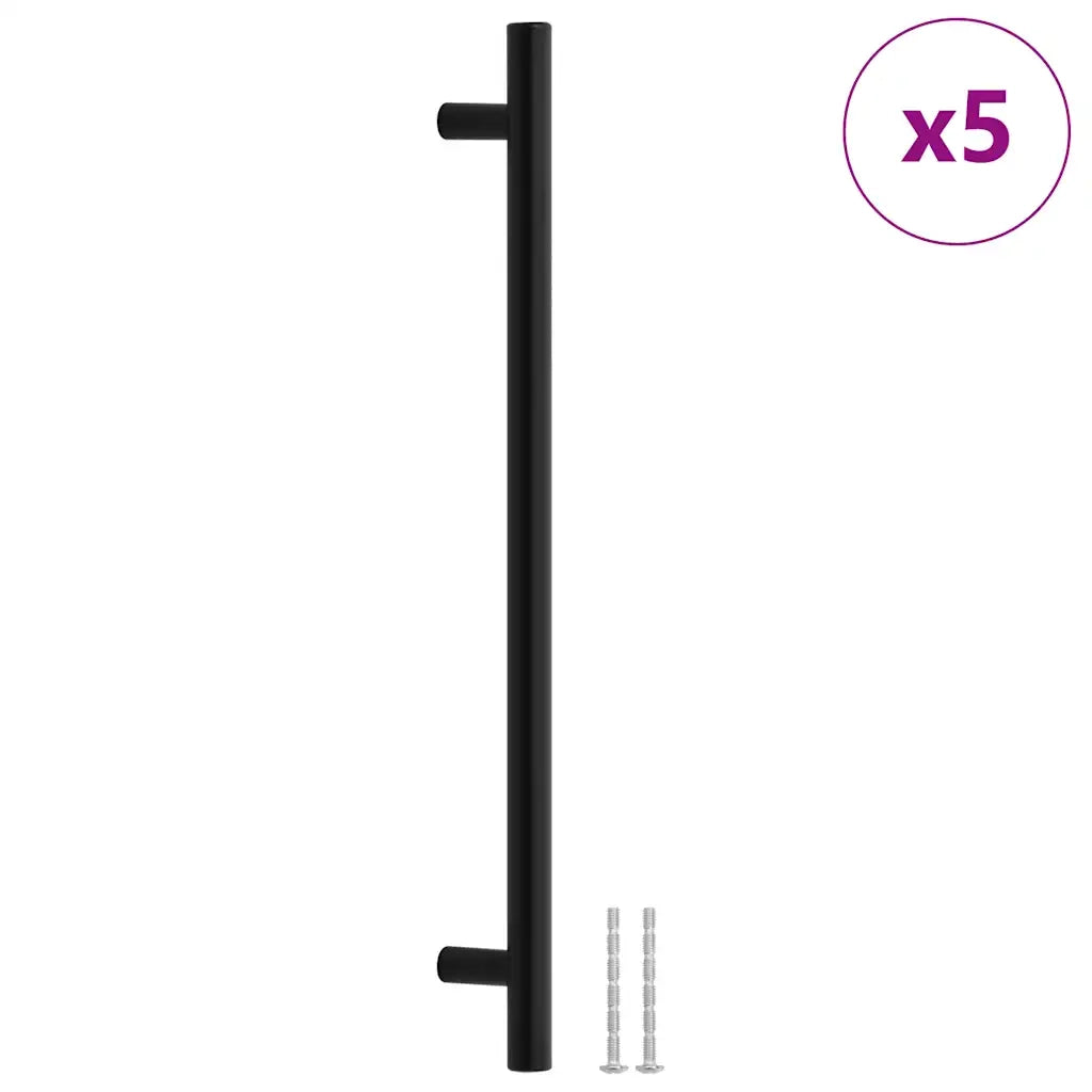 Poignées d'armoire 5 pcs noir 224 mm acier inoxydable