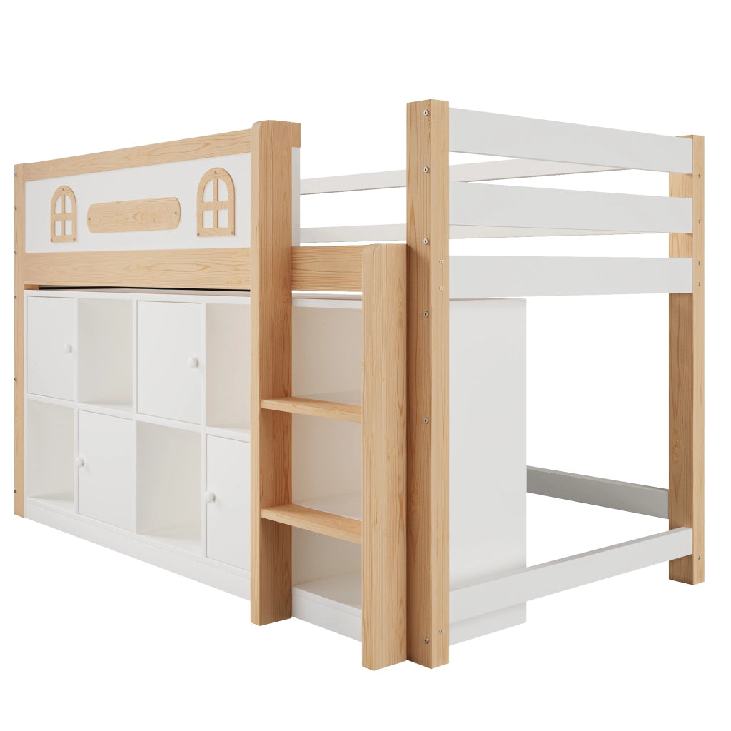 letto semialto mdf pino bianco naturale 90 x 200 cm