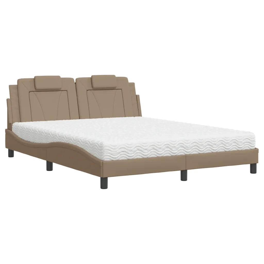 Letto Viana con Materasso Cappuccino 160x200cm Similpelle 3208807