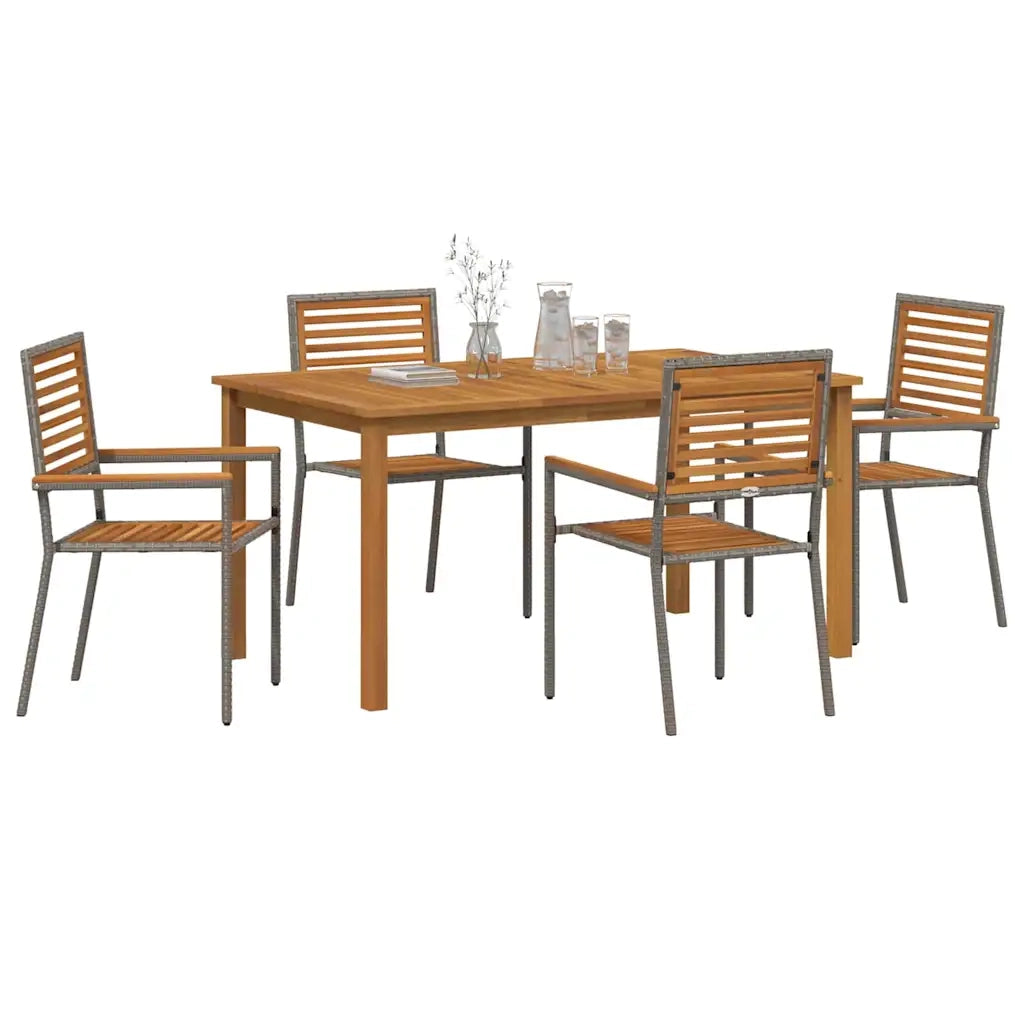 Set da Pranzo per Giardino 5 pcs Grigio
