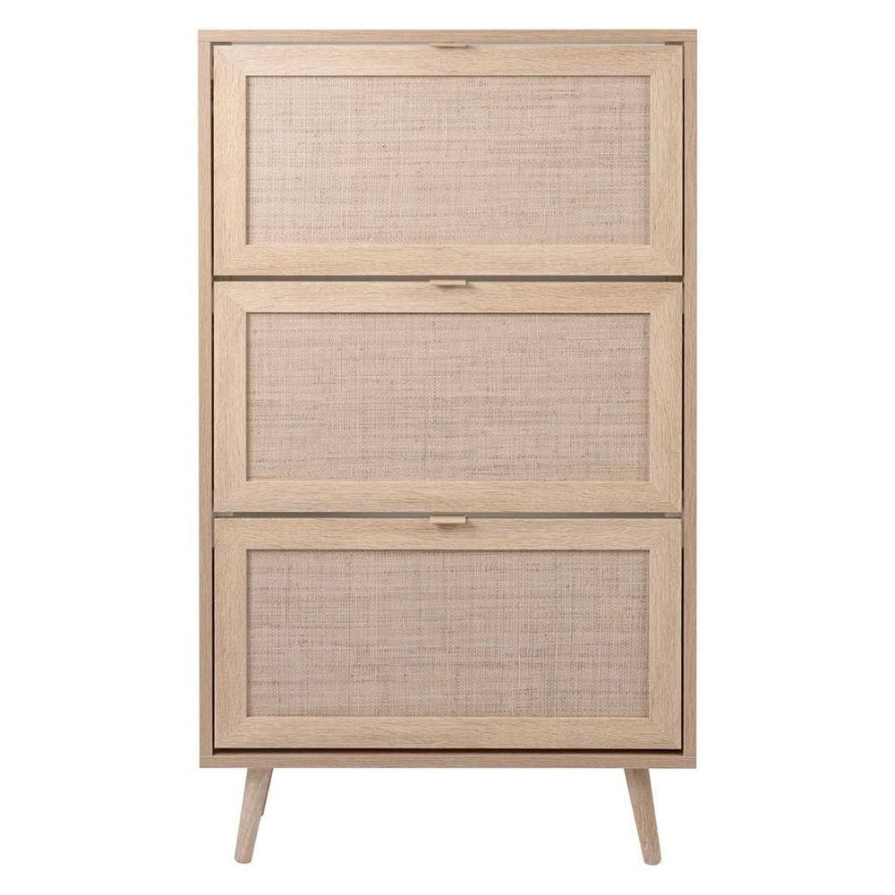 Scarpiera Bali 70x24x125 cm 3 ante a ribalta effetto vimini