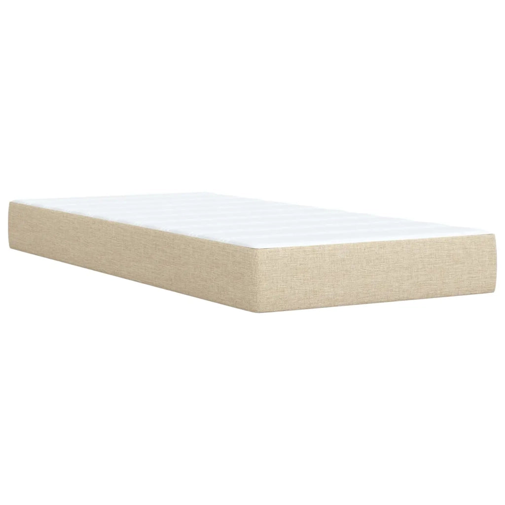 Letto Box Spring LED con Materasso Crema 90 x 200 cm Tessuto 3455526