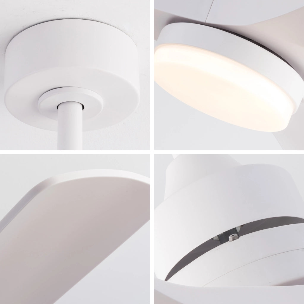 Ventilatore da soffitto da 42 pollici con luce LED; telecomando e motore DC; bianco