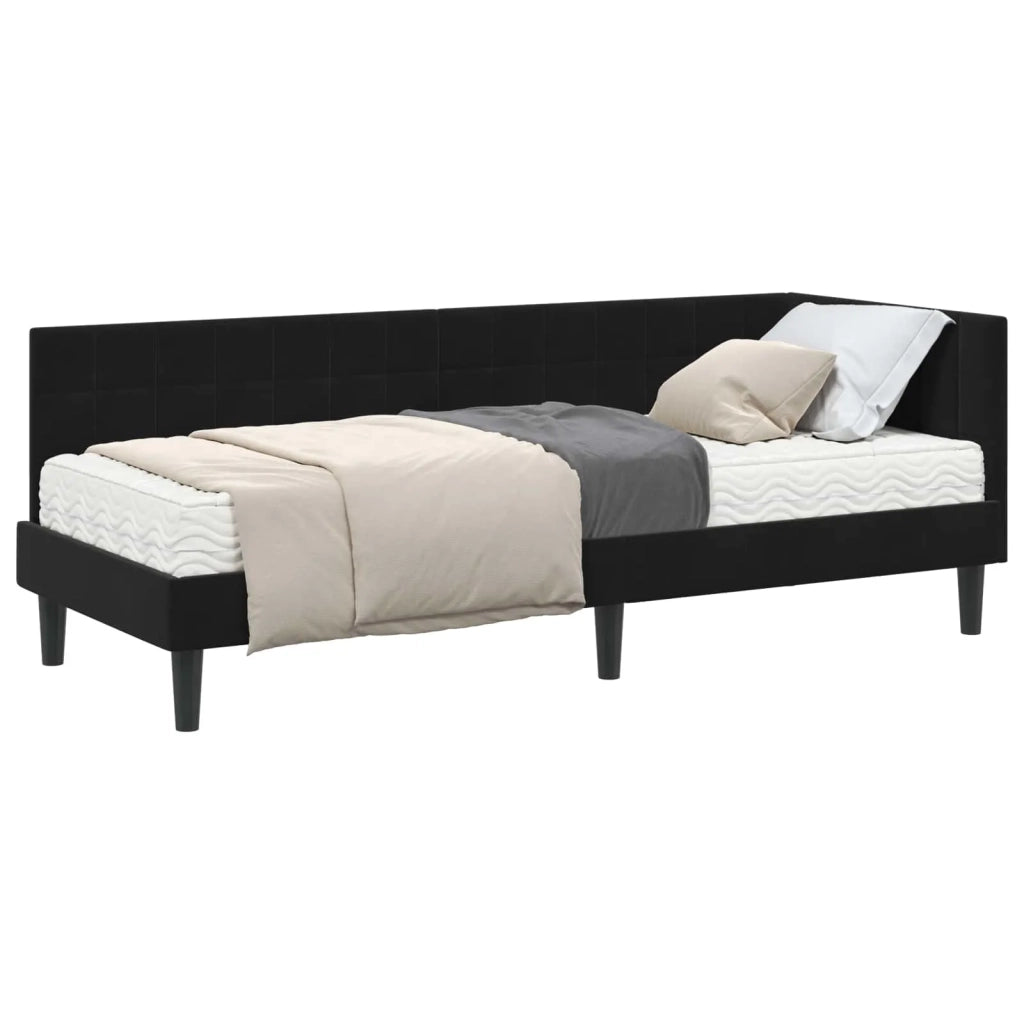 Struttura Letto Angolare con Materasso 2 pcs Nero Velluto 3393963