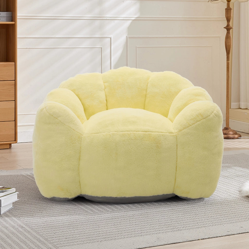Seduta compatta a fiore di loto in peluche gialla