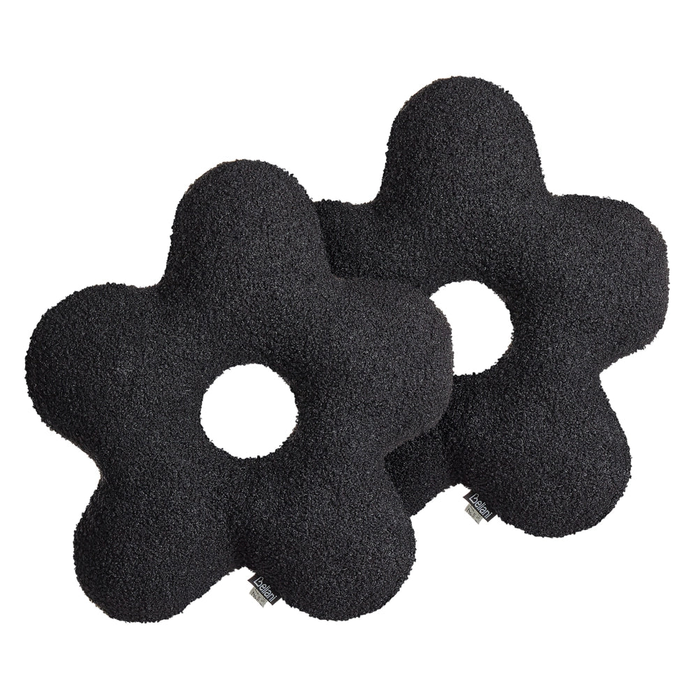 Set di 2 cuscini in tessuto di peluche a forma di fiore nero 40 x 40 cm accessori divano camera da letto